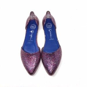 Jeffrey Campbell Love Flat Sandal D'Orsay Pink Glitter Jelly Pointed Size 8